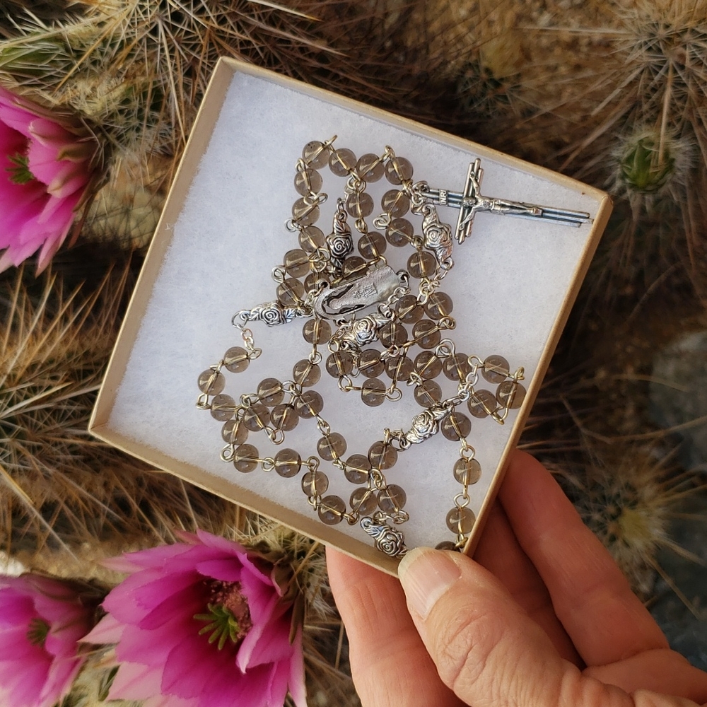 Smoky Quartz Rosary in Gift Box - Picture 3 of 5